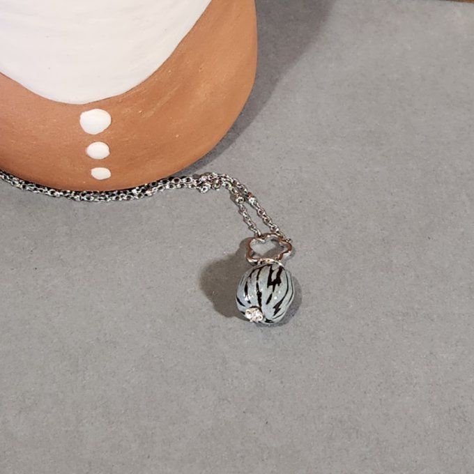 Collier artisanal perle céramique bleu ciel